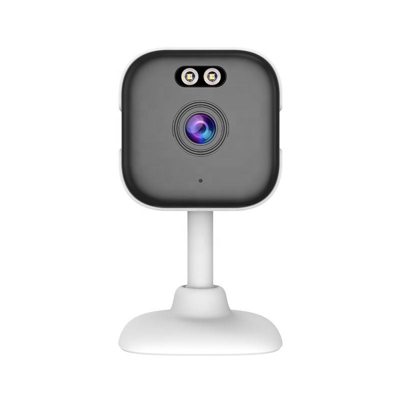Terp Control Cam von vorn: quadratisches Kameramodul mit Objektiv, zwei LEDs und Mikrofon auf weißem Standfuß